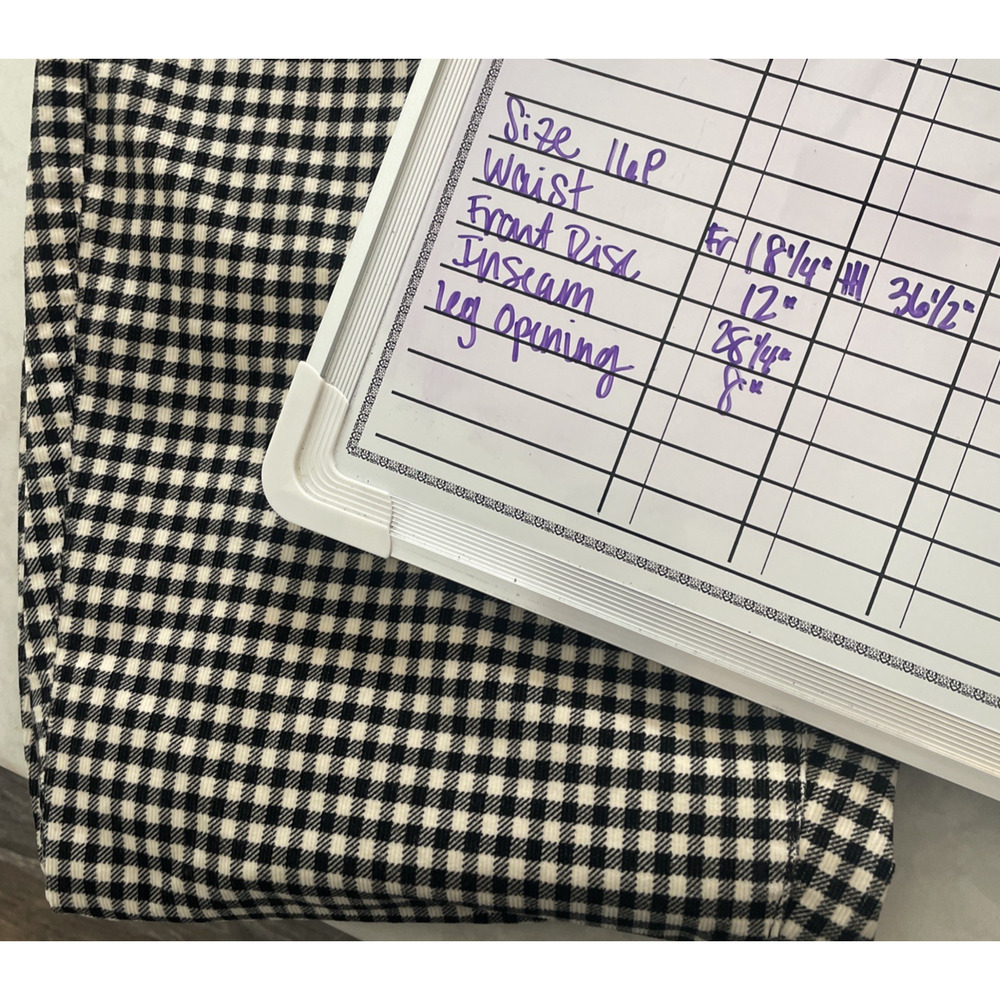 Talbots Women's High-Waist Straight-Leg Corduroy Pants Sz 16P Blk & Cream Plaid - Picture 9 of 12